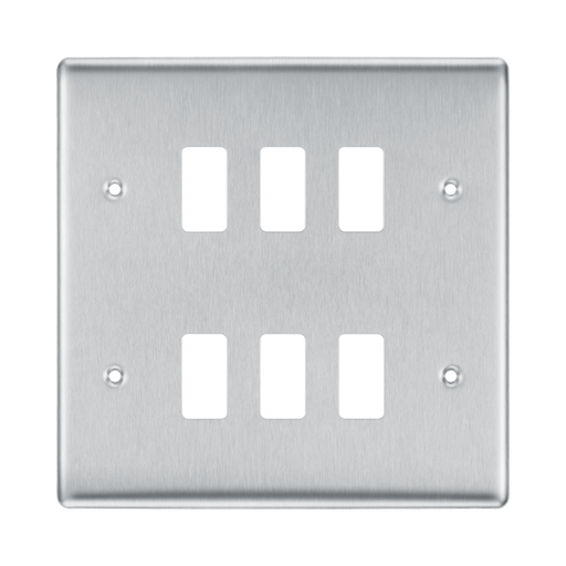 BG Nexus Metal Brushed Steel 6G Grid Plate RNBS6 Available from RS Electrical Supplies