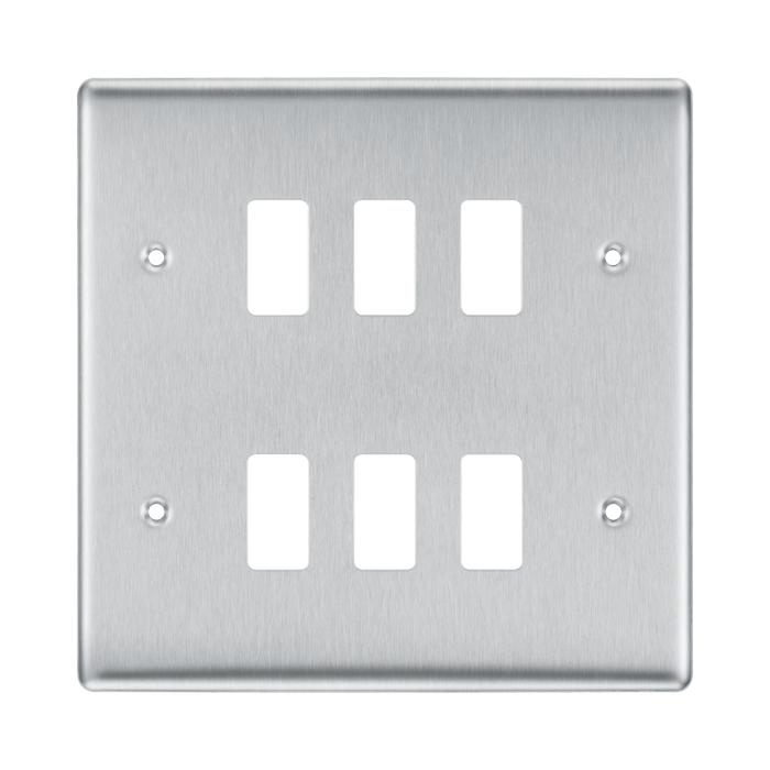 BG Nexus Metal Brushed Steel 6G Grid Plate RNBS6 Available from RS Electrical Supplies