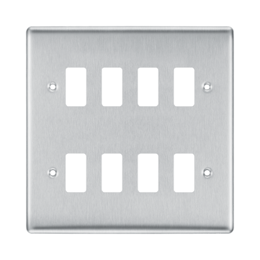BG Nexus Metal Brushed Steel 8G Grid Plate RNBS8 Available from RS Electrical Supplies