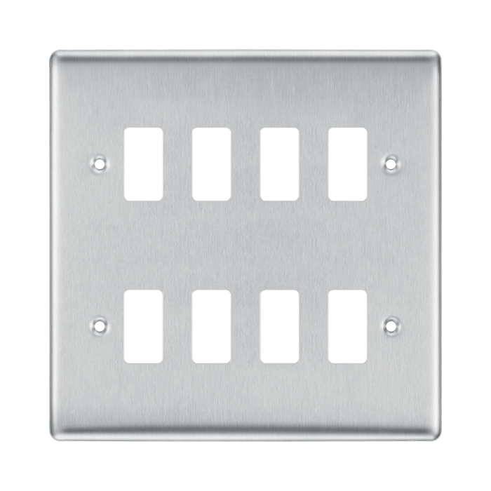BG Nexus Metal Brushed Steel 8G Grid Plate RNBS8 Available from RS Electrical Supplies