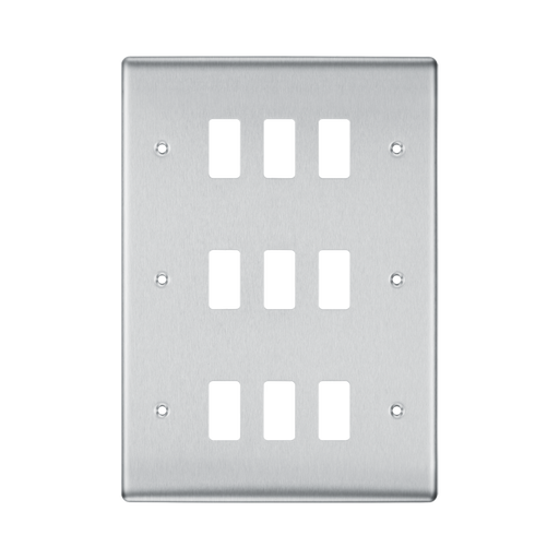 BG Nexus Metal Brushed Steel 9G Grid Plate RNBS9 Available from RS Electrical Supplies