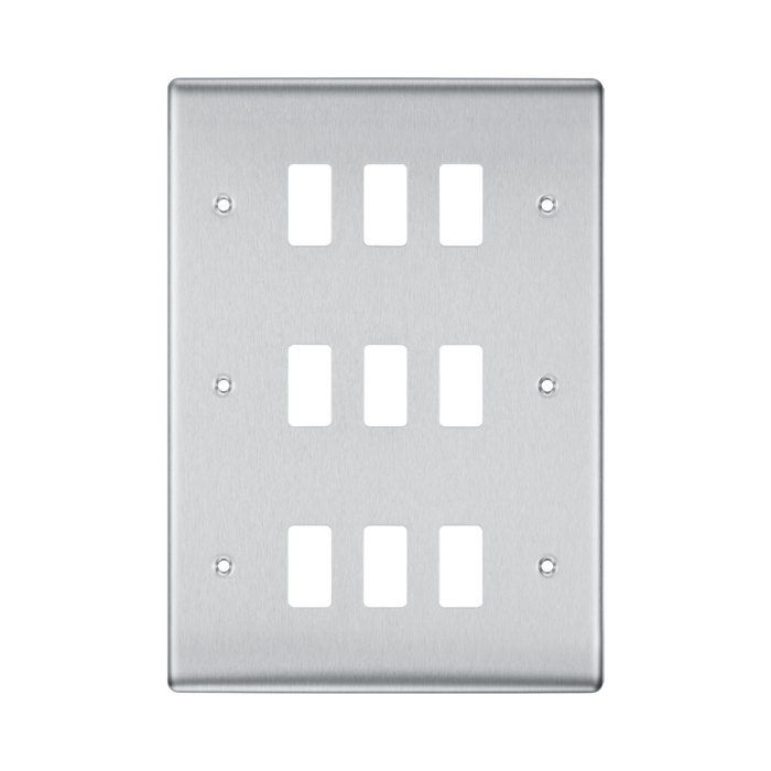 BG Nexus Metal Brushed Steel 9G Grid Plate RNBS9 Available from RS Electrical Supplies