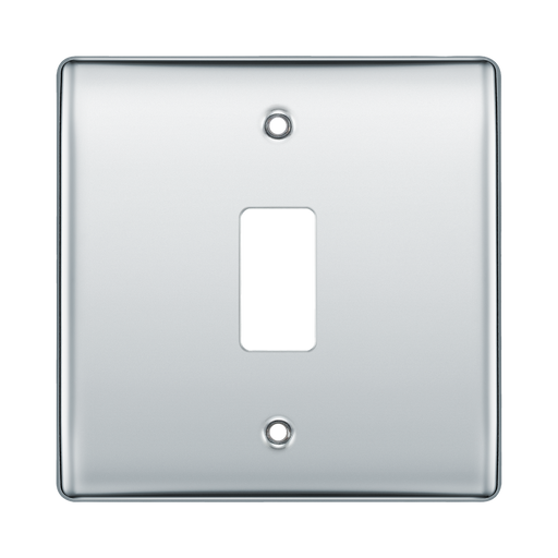 BG Nexus Metal Polished Chrome 1G Grid Plate RNPC1 Available from RS Electrical Supplies