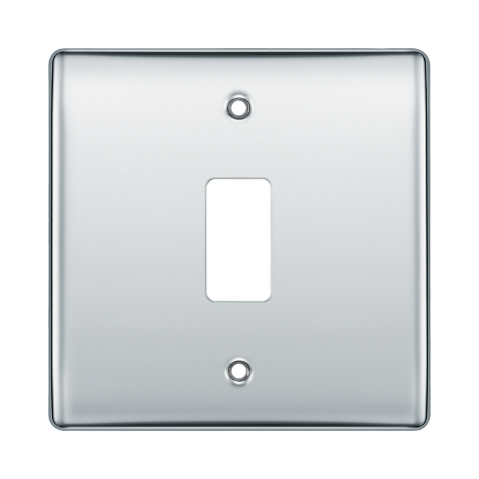 BG Nexus Metal Polished Chrome 1G Grid Plate RNPC1 Available from RS Electrical Supplies