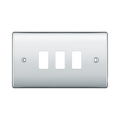BG Nexus Metal Polished Chrome 3G Grid Plate RNPC3 Available from RS Electrical Supplies