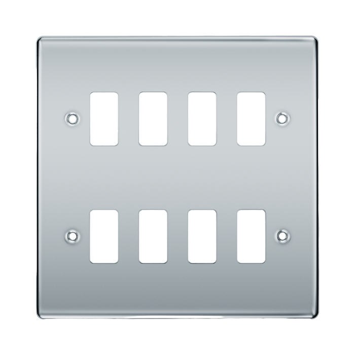 BG Nexus Metal Polished Chrome 8G Grid Plate RNPC8 Available from RS Electrical Supplies