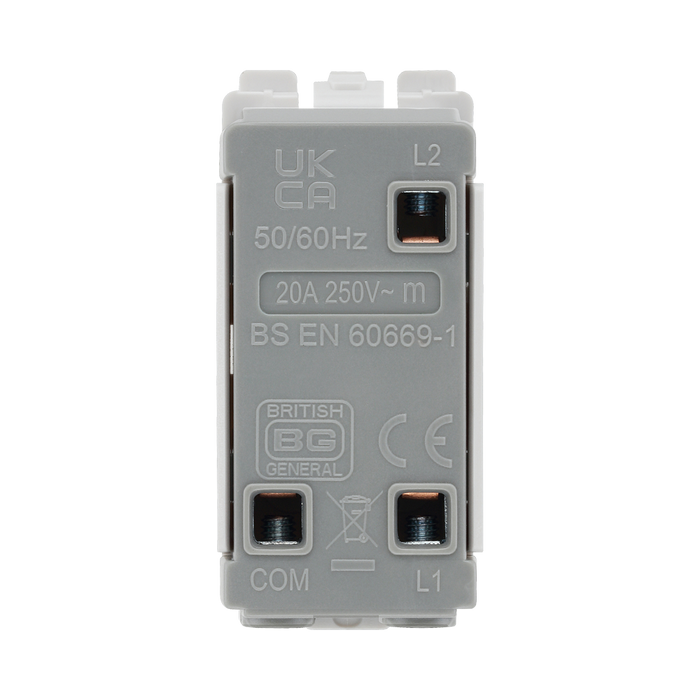 BG Electrical Polished Chrome 20AX 2 Way Single Pole Centre Off Grid Switch RPC12C – product view 3