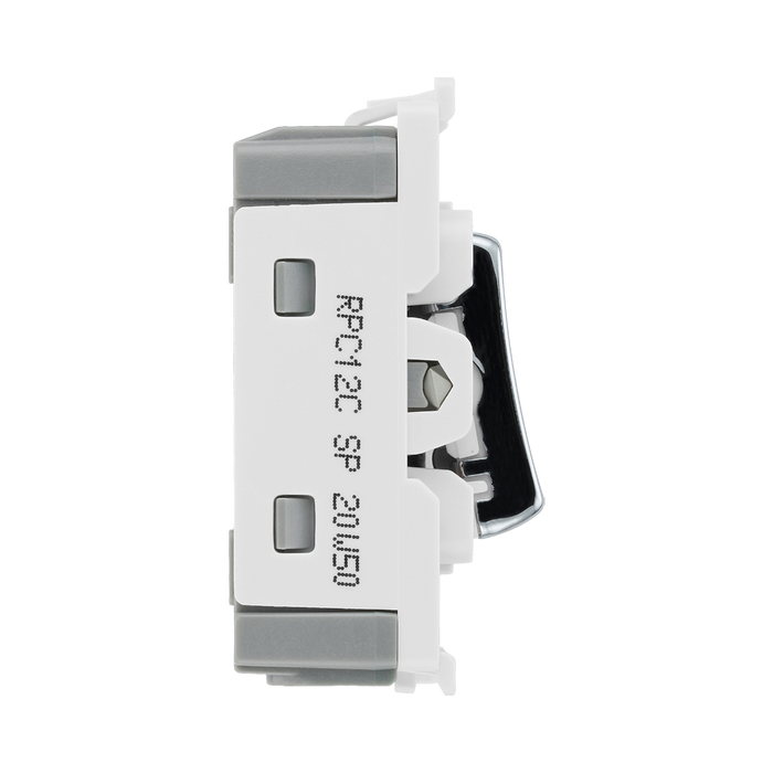 BG Electrical Polished Chrome 20AX 2 Way Single Pole Centre Off Grid Switch RPC12C – product view 4
