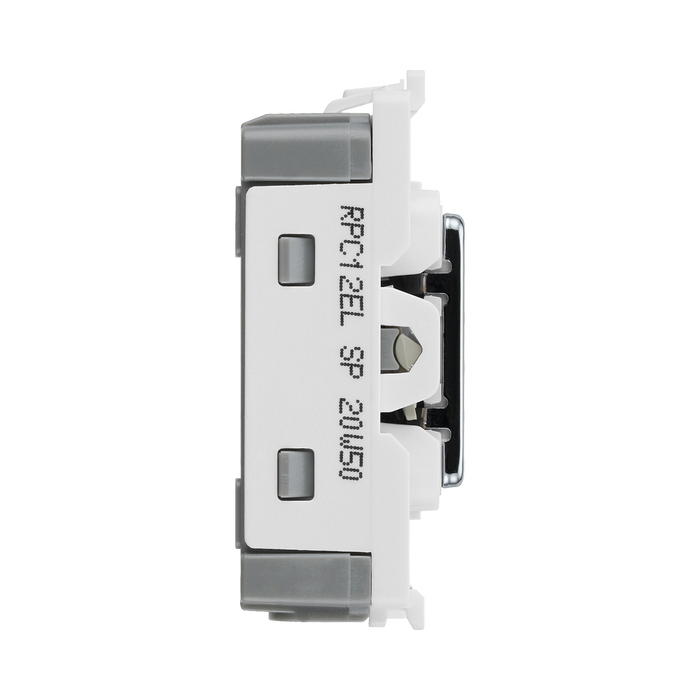 BG Electrical Polished Chrome 20AX 2 Way Key Grid Switch Printed 'EMG LGT TEST' RPC12EL – product view 4