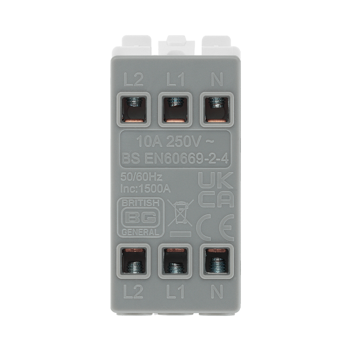 BG Electrical Polished Chrome 10A 3 Pole Fan Isolator Grid Switch RPC15 – product view 3