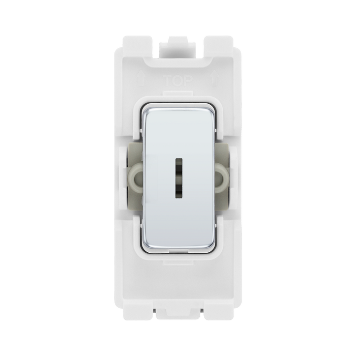 BG Polished Chrome 20A Double Pole Grid Key Switch RPC30KY – product view 1