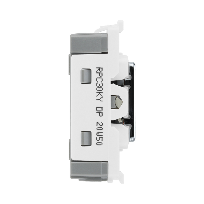 BG Polished Chrome 20A Double Pole Grid Key Switch RPC30KY – product view 4