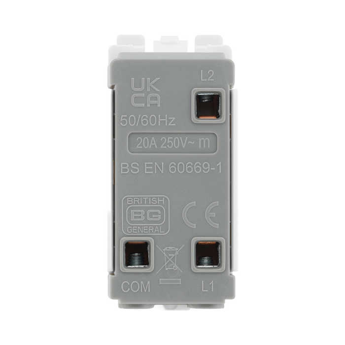 BG Evolve Black 20A 2 Way Single Pole Centre Off Grid Module RPCDB12C – product view 3