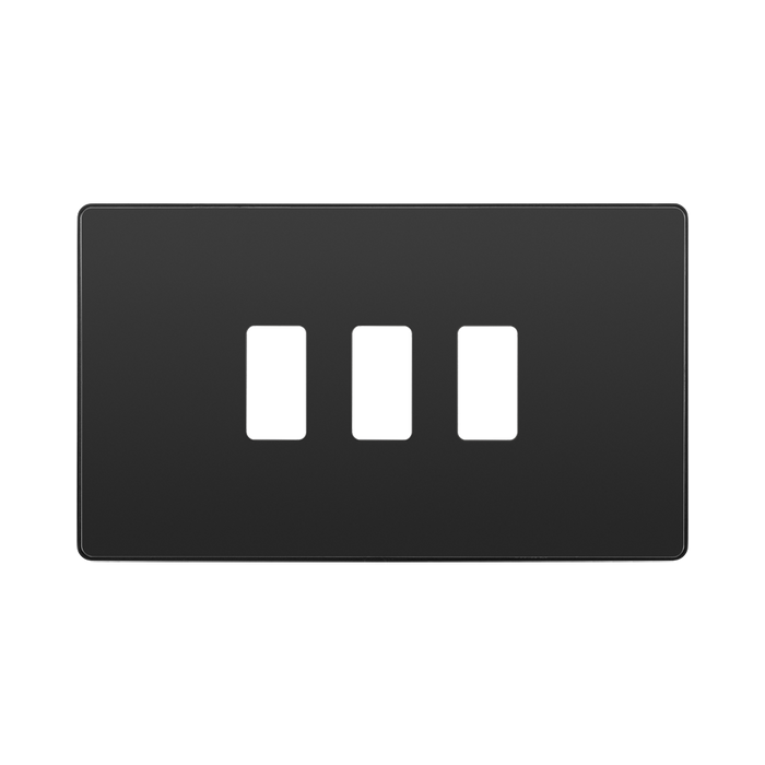 BG Evolve Black Chrome 3G Grid Plate RPCDBC3B Available from RS Electrical Supplies