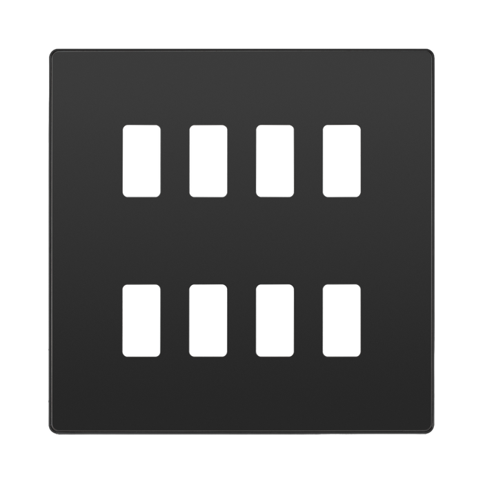 BG Evolve Black Chrome 8G Grid Plate RPCDBC8B Available from RS Electrical Supplies