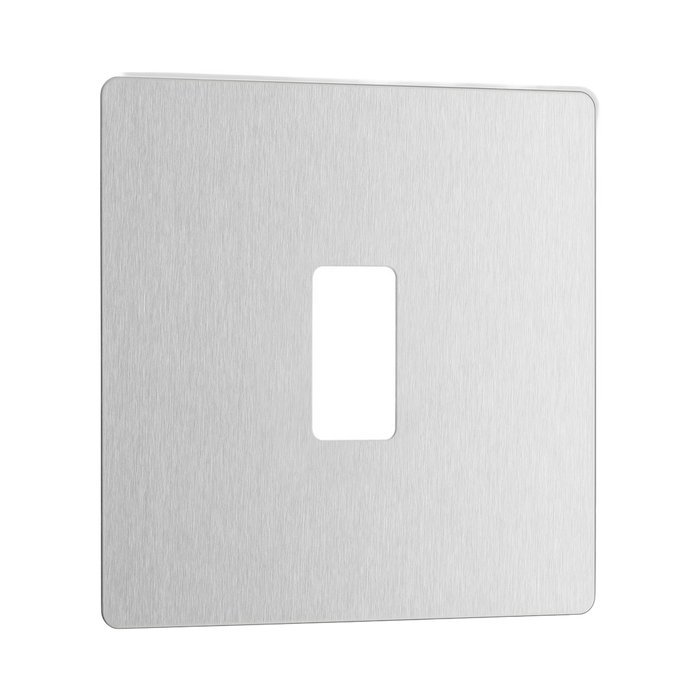 Front view of BG Evolve Brushed Steel 1G Grid Plate