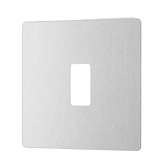 Side view of BG Evolve Brushed Steel 1G Grid Plate