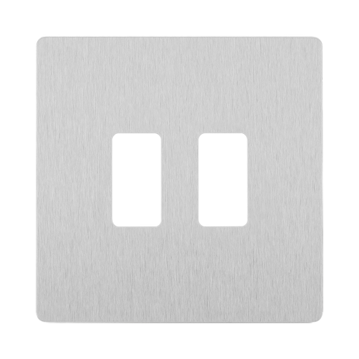 BG Evolve Brushed Steel 2G Grid Plate RPCDBS2W Available from RS Electrical Supplies