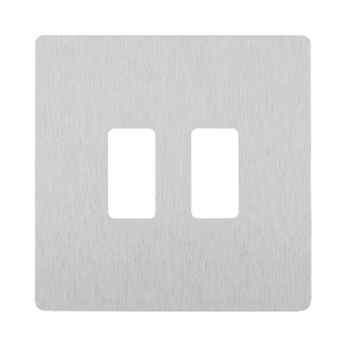 BG Evolve Brushed Steel 2G Grid Plate RPCDBS2W Available from RS Electrical Supplies