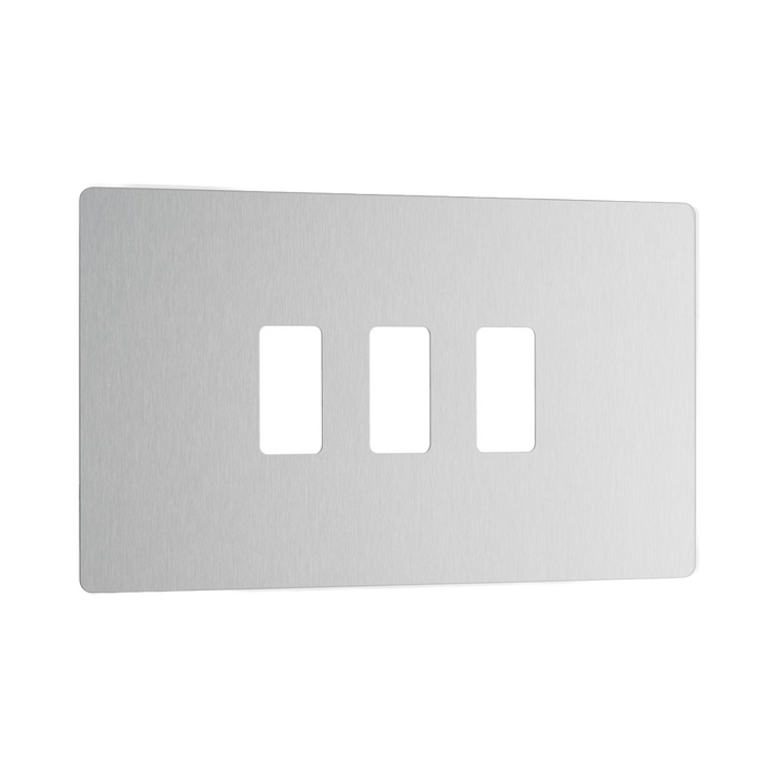 Front view of BG Evolve Brushed Steel 3G Grid Plate