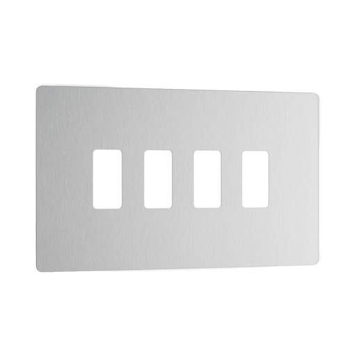 Front view of BG Evolve Brushed Steel 4G Grid Plate