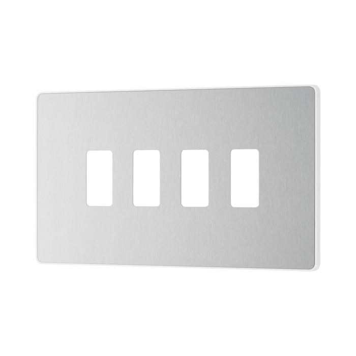 Side view of BG Evolve Brushed Steel 4G Grid Plate