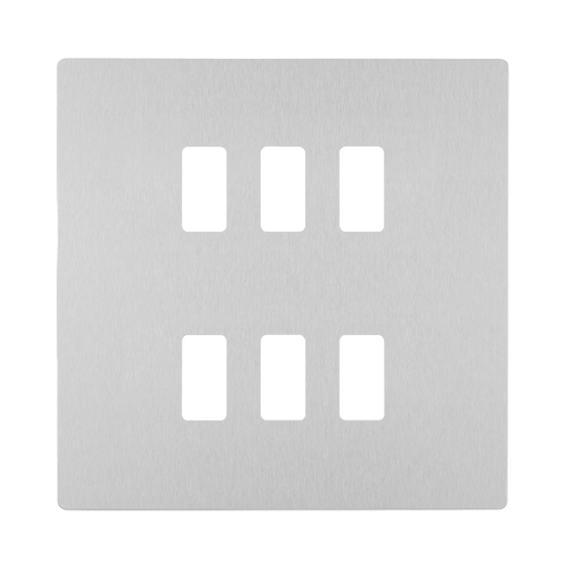 BG Evolve Brushed Steel 6G Grid Plate RPCDBS6W Available from RS Electrical Supplies