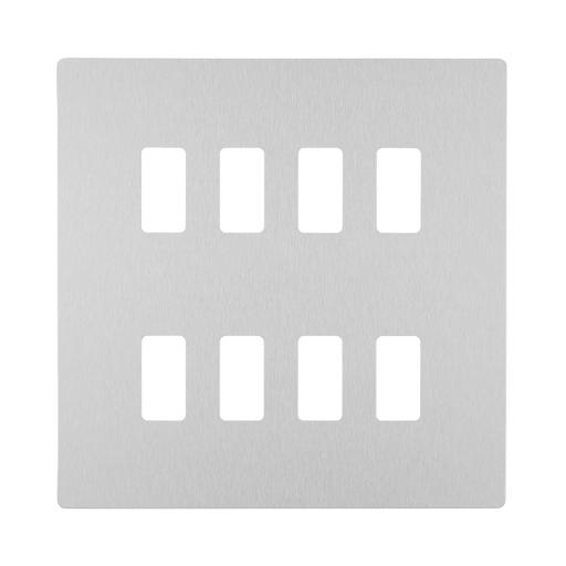 BG Evolve Brushed Steel 8G Grid Plate RPCDBS8W Available from RS Electrical Supplies
