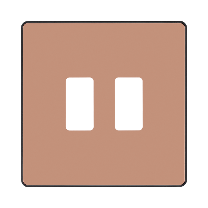 BG Evolve Polished Copper 2G Grid Plate RPCDCP2B Available from RS Electrical Supplies