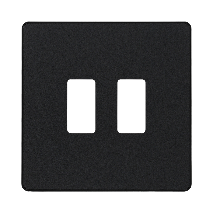BG Evolve Matt Black 2G Grid Plate RPCDMB2B Available from RS Electrical Supplies