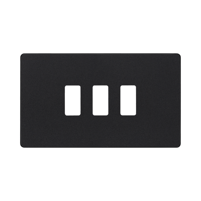 BG Evolve Matt Black 3G Grid Plate RPCDMB3B Available from RS Electrical Supplies