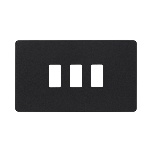 BG Evolve Matt Black 3G Grid Plate RPCDMB3B Available from RS Electrical Supplies
