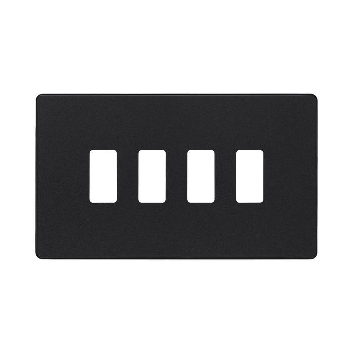 BG Evolve Matt Black 4G Grid Plate RPCDMB4B Available from RS Electrical Supplies