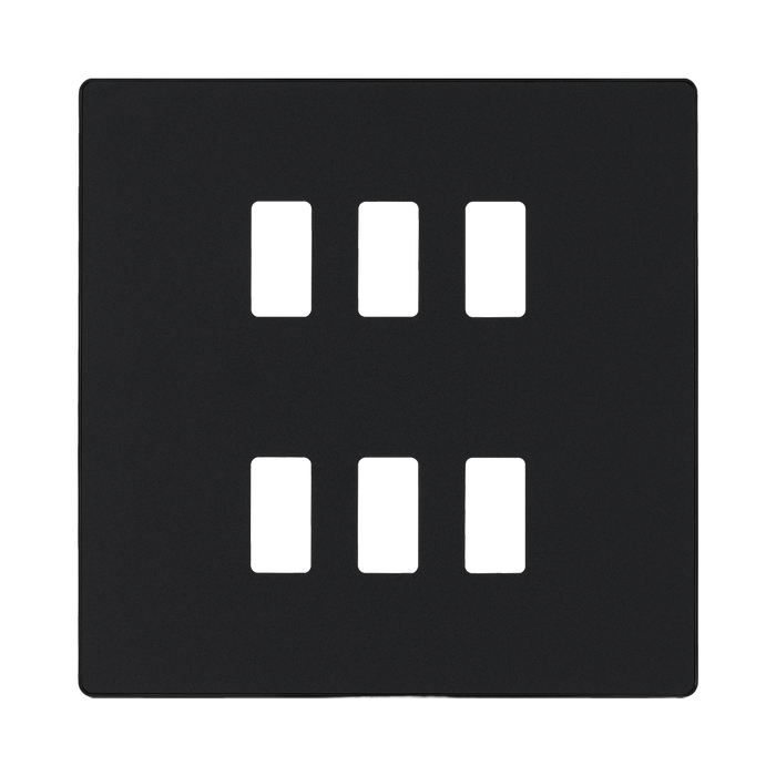 BG Evolve Matt Black 6G Grid Plate RPCDMB6B Available from RS Electrical Supplies