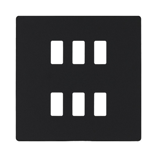 BG Evolve Matt Black 6G Grid Plate RPCDMB6B Available from RS Electrical Supplies