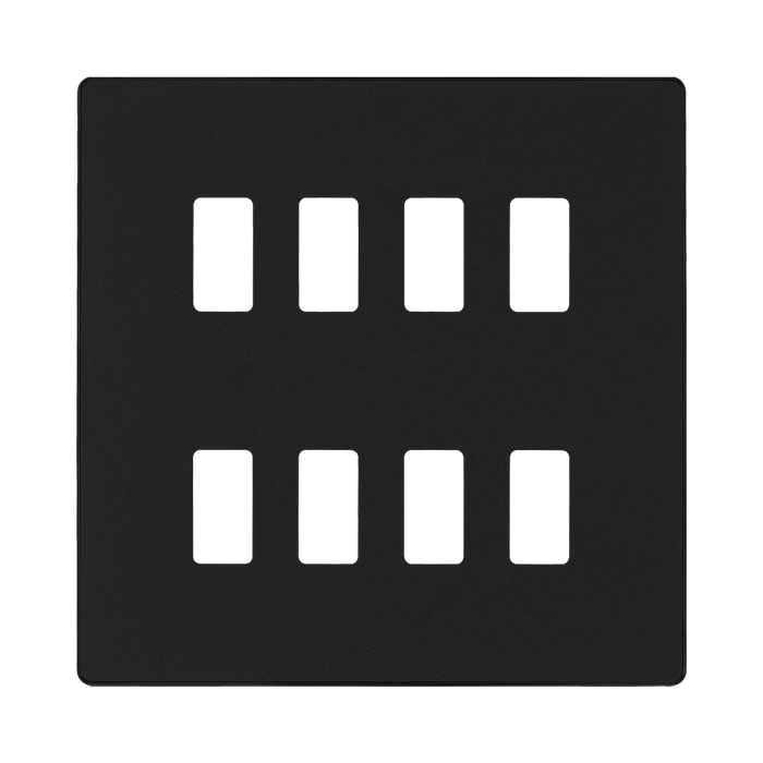 BG Evolve Matt Black 8G Grid Plate RPCDMB8B Available from RS Electrical Supplies