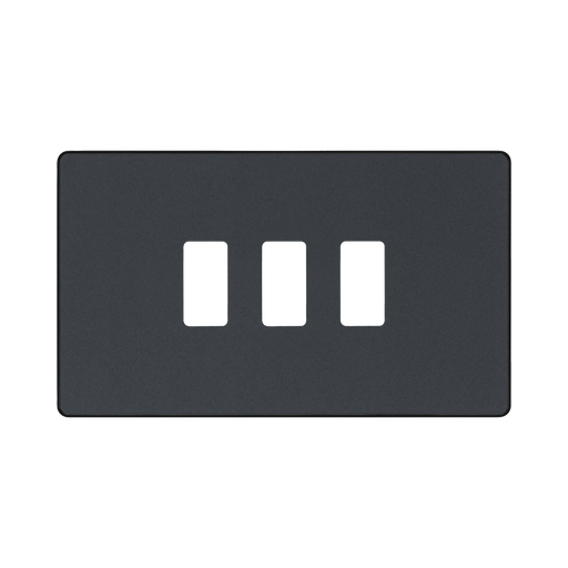BG Evolve Matt Grey 3G Grid Plate RPCDMG3B Available from RS Electrical Supplies