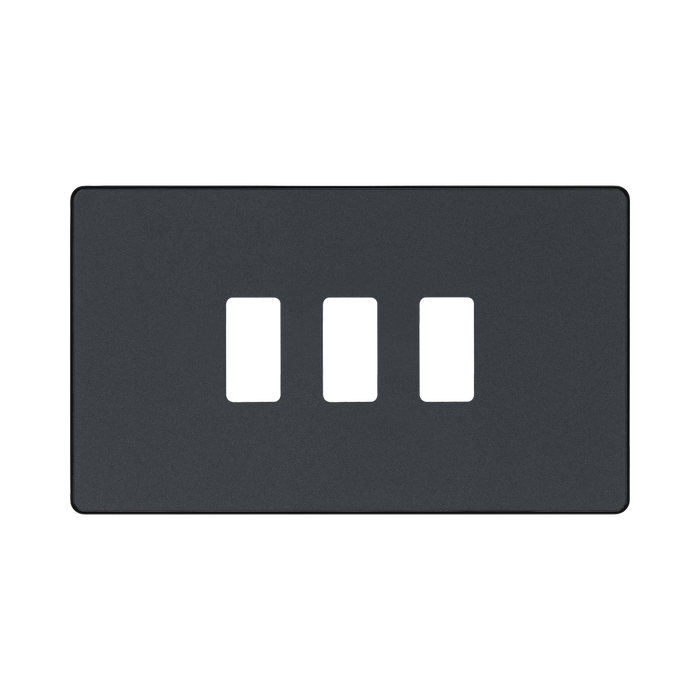 BG Evolve Matt Grey 3G Grid Plate RPCDMG3B Available from RS Electrical Supplies