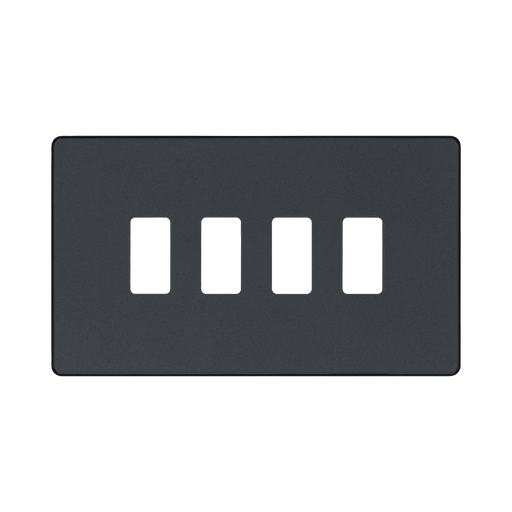 BG Evolve Matt Grey 4G Grid Plate RPCDMG4B Available from RS Electrical Supplies