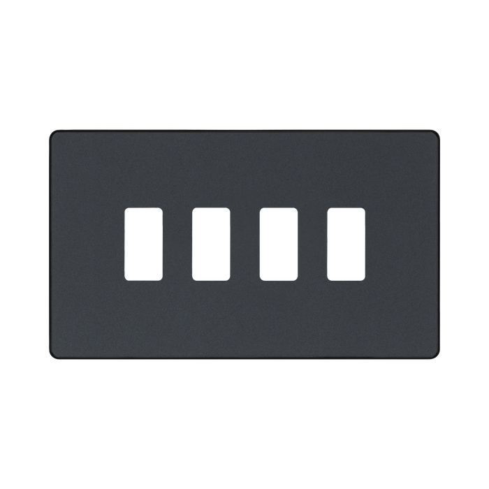 BG Evolve Matt Grey 4G Grid Plate RPCDMG4B Available from RS Electrical Supplies
