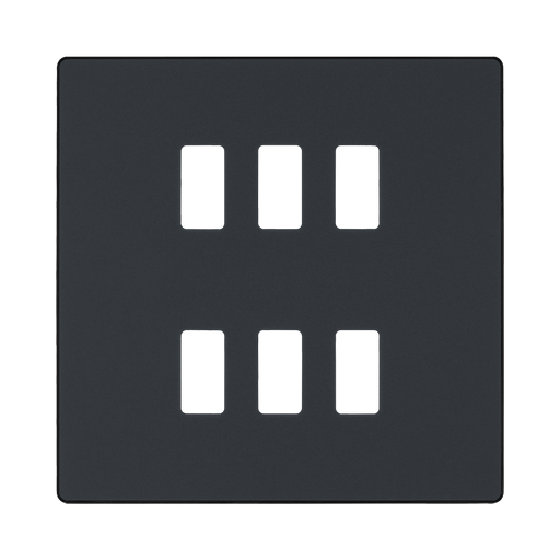BG Evolve Matt Grey 6G Grid Plate RPCDMG6B Available from RS Electrical Supplies