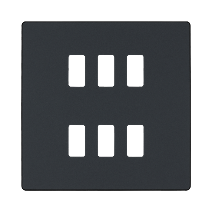BG Evolve Matt Grey 6G Grid Plate RPCDMG6B Available from RS Electrical Supplies