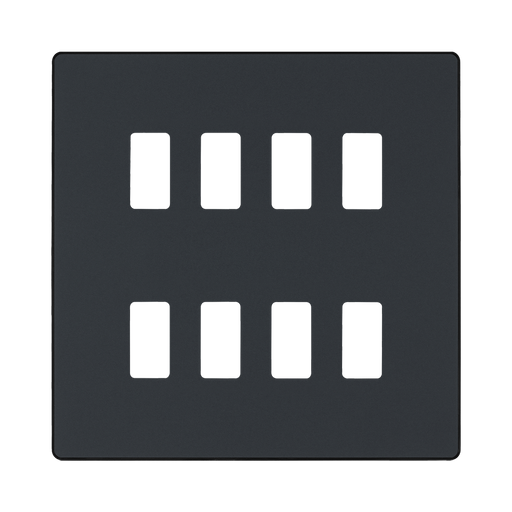 BG Evolve Matt Grey 8G Grid Plate RPCDMG8B Available from RS Electrical Supplies