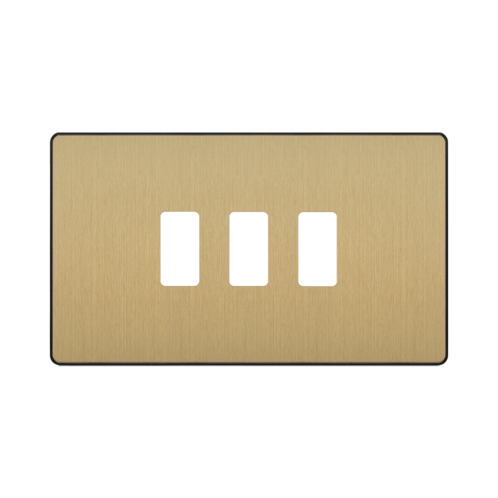 Front view of BG Evolve Satin Brass 3G Grid Plate