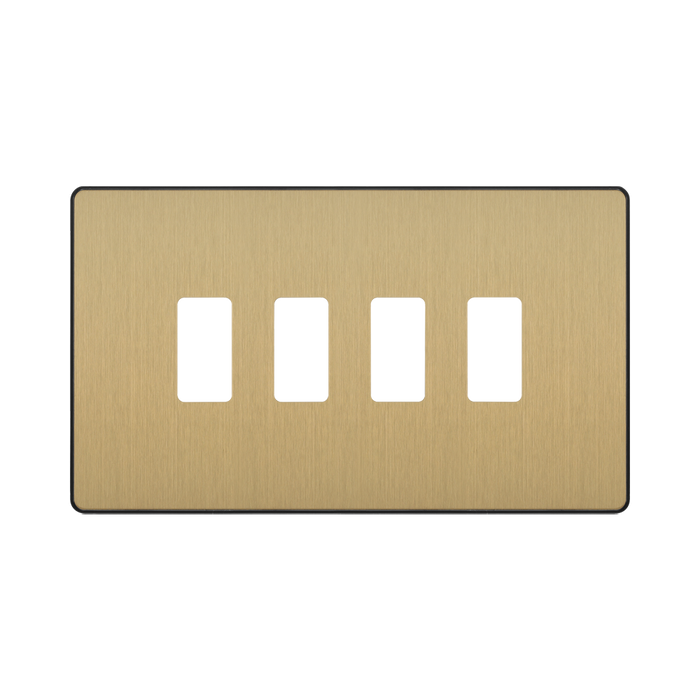 Front view of BG Evolve Satin Brass 4G Grid Plate