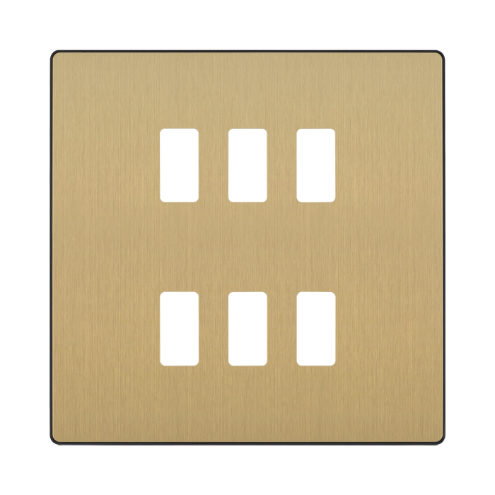 Front view of BG Evolve Satin Brass 6G Grid Plate