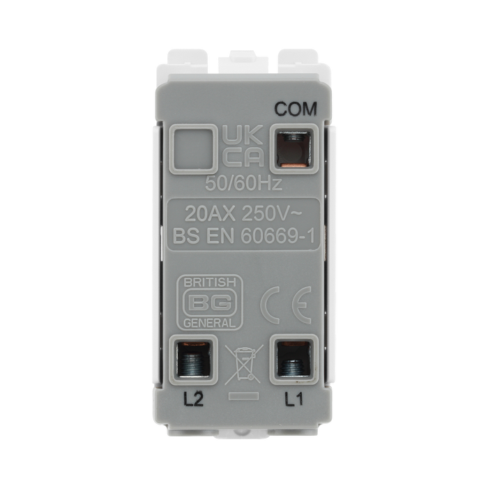 BG Evolve White 20A 2 Way Key Grid Module RPCDW12KY – product view 3