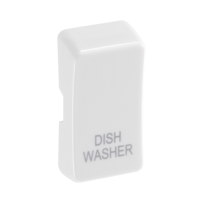 BG White Moulded PVC Engraved Dishwasher Grid Rocker Cap RRDWW Available from RS Electrical Supplies