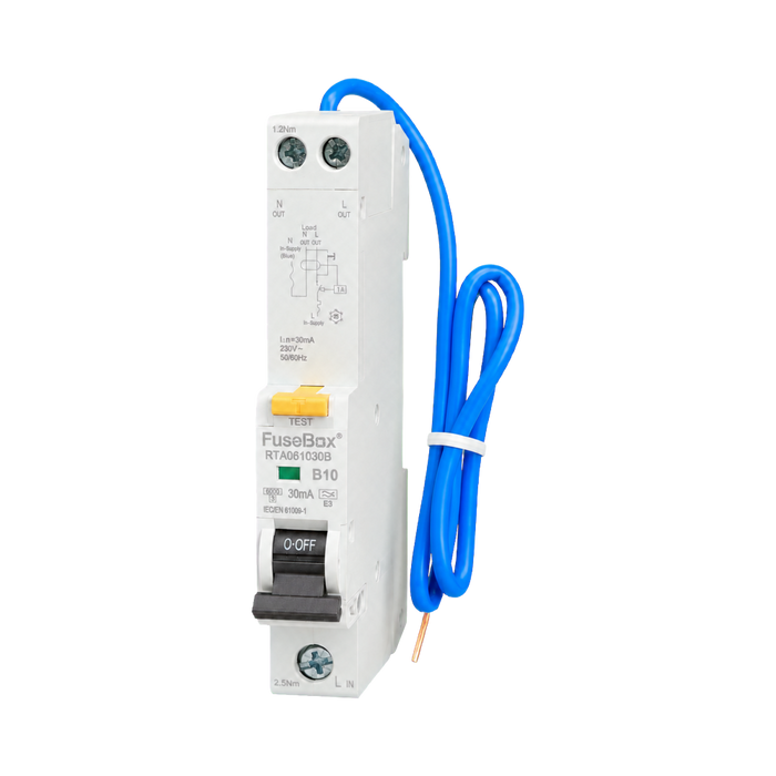 FuseBox 10A Type A B Curve 30mA 6kA RCBO RTA061030B