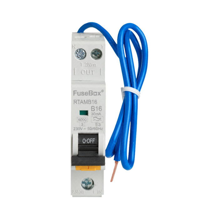 FuseBox 16A Type A B Curve 30mA 6kA Bi-Directional Mini RCBO RTAMB16BD